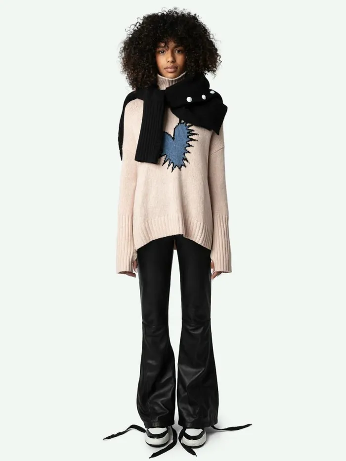 Women Zadig and Voltaire Sweaters and Cardigans Alma Spiked Heart Sweater Sweet Women Zadig and Voltaire Sweaters and Cardigans Alma Spiked Heart Sweater Sweet