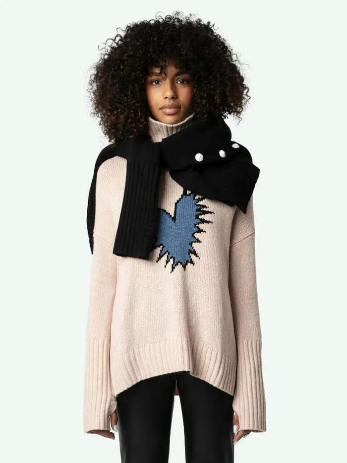 Women Zadig and Voltaire Sweaters and Cardigans Alma Spiked Heart Sweater Sweet Women Zadig and Voltaire Sweaters and Cardigans Alma Spiked Heart Sweater Sweet