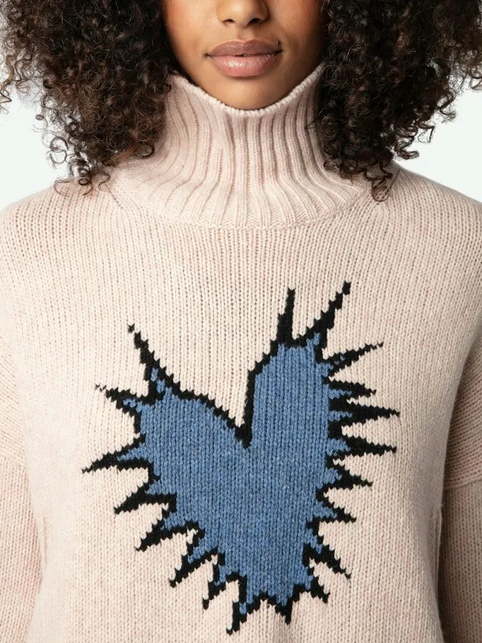 Women Zadig and Voltaire Sweaters and Cardigans Alma Spiked Heart Sweater Sweet Women Zadig and Voltaire Sweaters and Cardigans Alma Spiked Heart Sweater Sweet