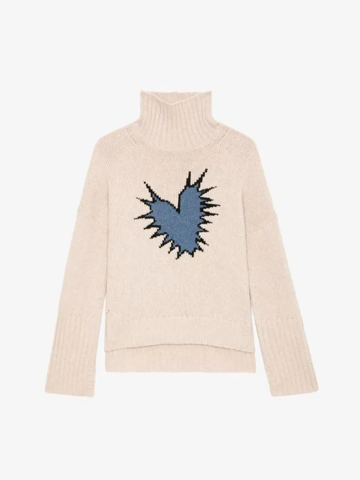 Women Zadig and Voltaire Sweaters and Cardigans Alma Spiked Heart Sweater Sweet Women Zadig and Voltaire Sweaters and Cardigans Alma Spiked Heart Sweater Sweet