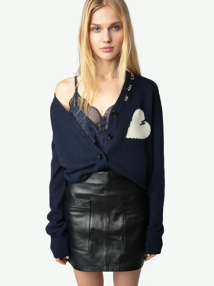 Women Zadig and Voltaire Sweaters and Cardigans Travia Cashmere Cardigan Encre