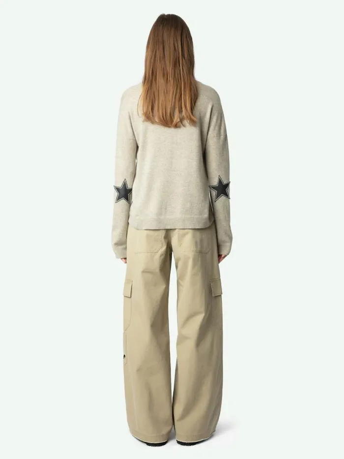 Women Zadig and Voltaire Sweaters and Cardigans Vivi Patch Cashmere Sweater Geology Women Zadig and Voltaire Sweaters and Cardigans Vivi Patch Cashmere Sweater Geology