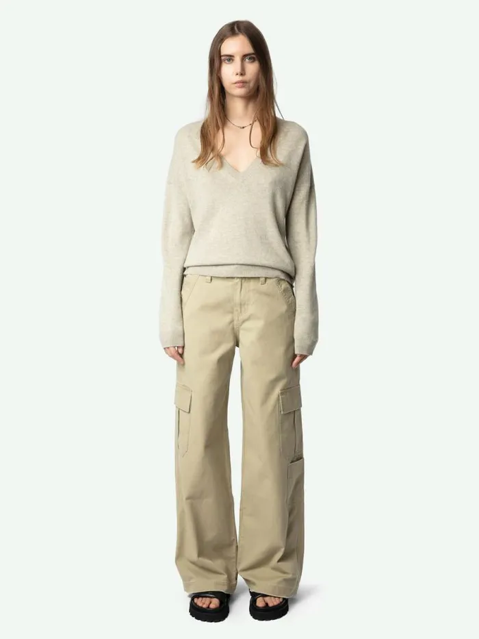 Women Zadig and Voltaire Sweaters and Cardigans Vivi Patch Cashmere Sweater Geology Women Zadig and Voltaire Sweaters and Cardigans Vivi Patch Cashmere Sweater Geology