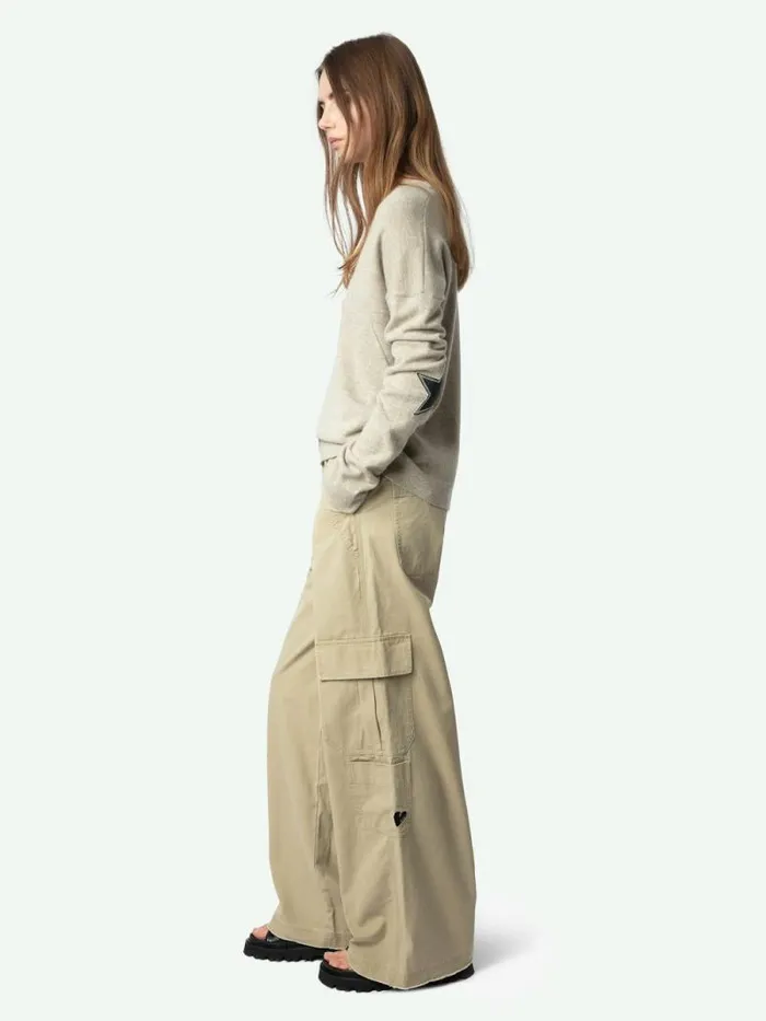Women Zadig and Voltaire Sweaters and Cardigans Vivi Patch Cashmere Sweater Geology Women Zadig and Voltaire Sweaters and Cardigans Vivi Patch Cashmere Sweater Geology