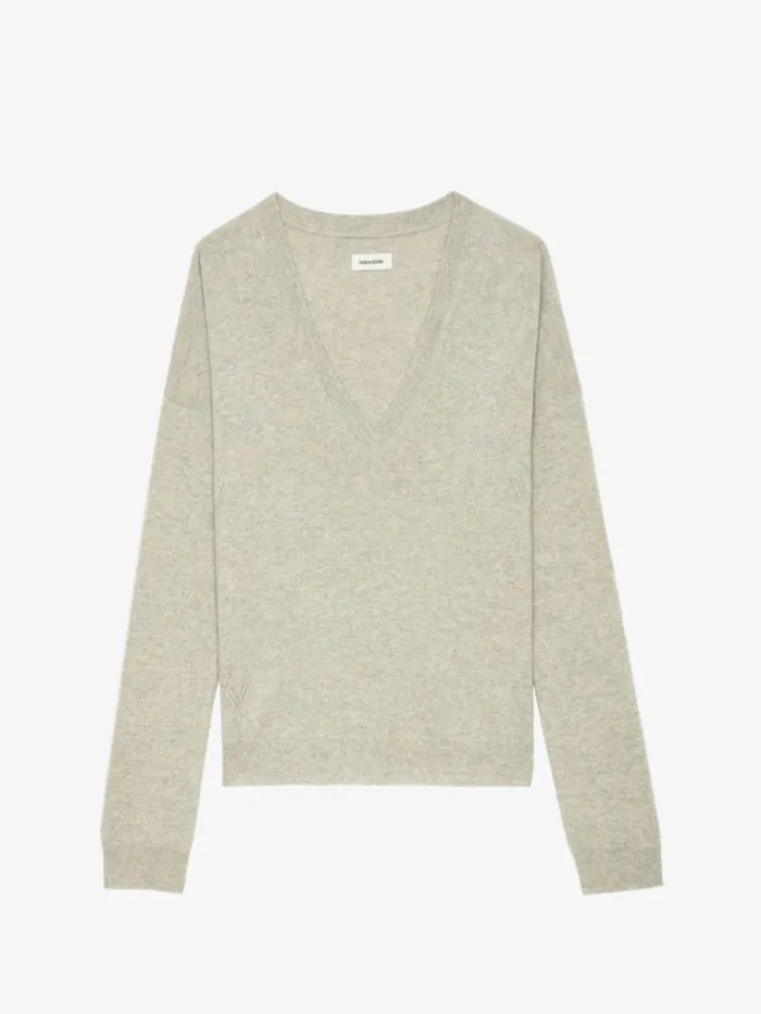 Women Zadig and Voltaire Sweaters and Cardigans Vivi Patch Cashmere Sweater Geology Women Zadig and Voltaire Sweaters and Cardigans Vivi Patch Cashmere Sweater Geology