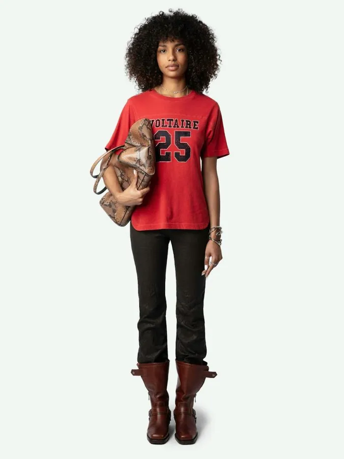 Women Zadig and Voltaire TShirts Bow Voltaire Tshirt Crimson