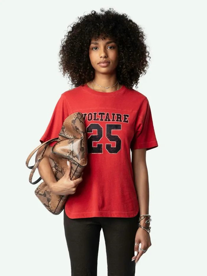 Women Zadig and Voltaire TShirts Bow Voltaire Tshirt Crimson