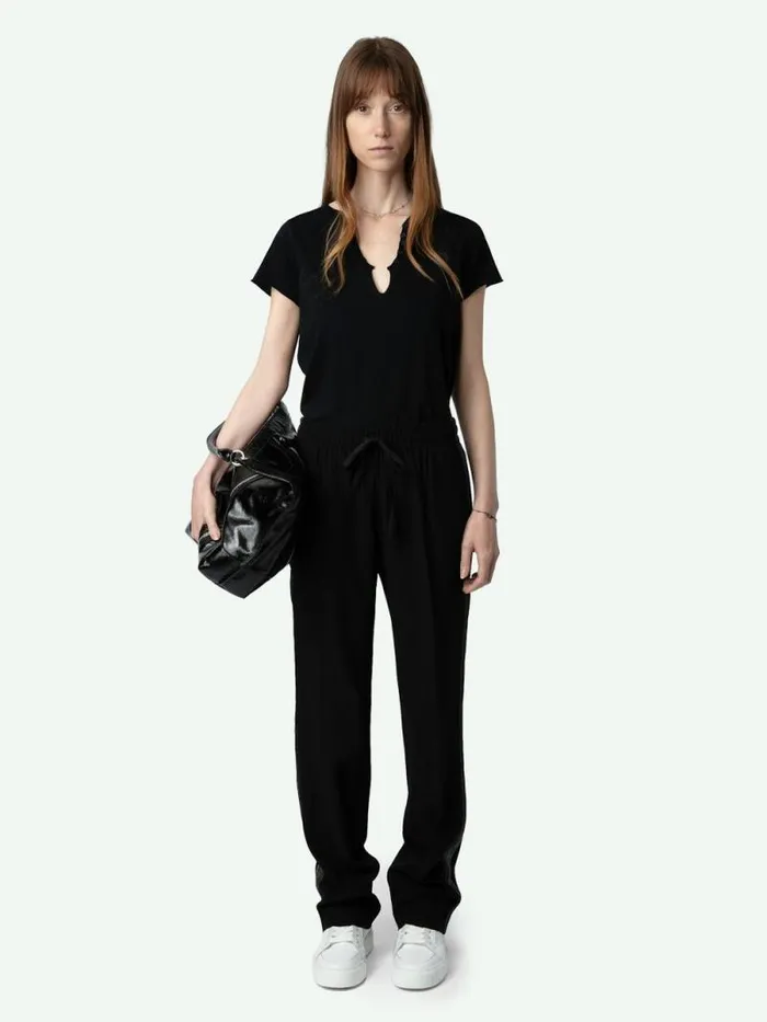 Women Zadig and Voltaire TShirts Henley Tshirt Black