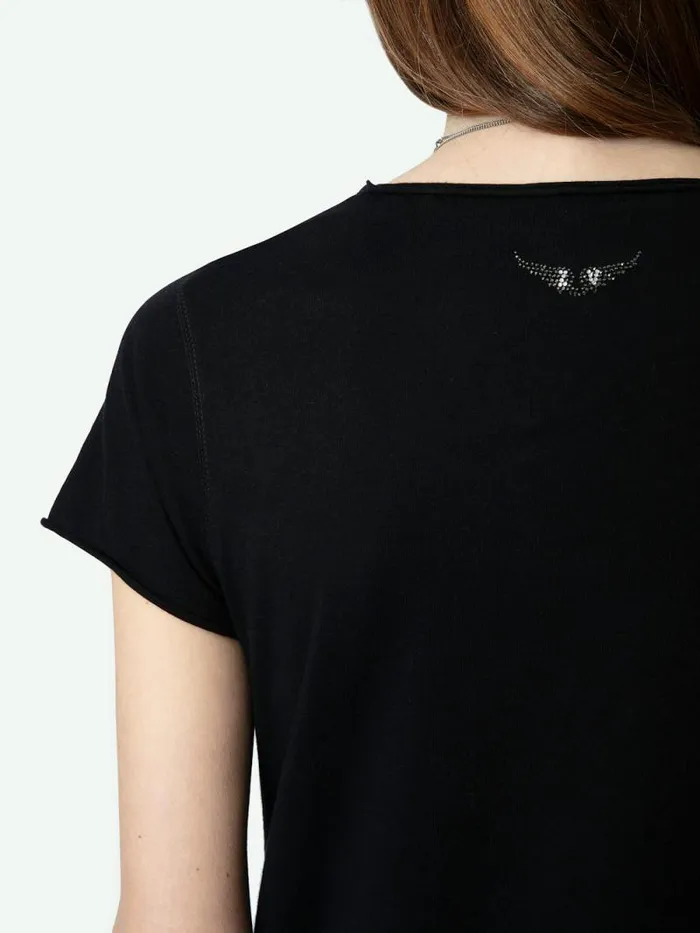 Women Zadig and Voltaire TShirts Henley Tshirt Black Women Zadig and Voltaire TShirts Henley Tshirt Black