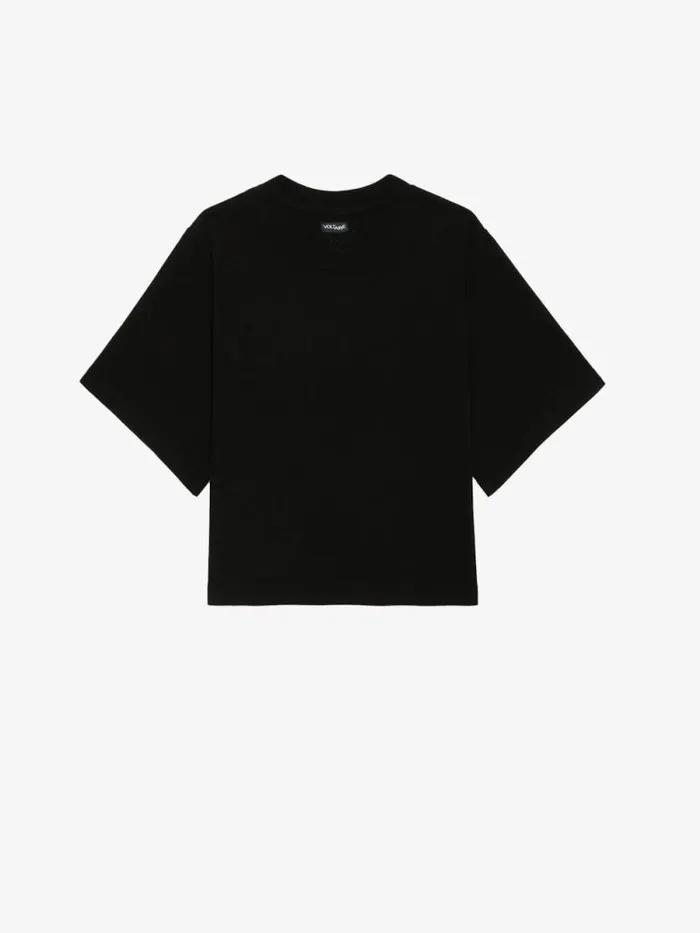 Women Zadig and Voltaire TShirts Lennox Cropped Tee Washed Black Women Zadig and Voltaire TShirts Lennox Cropped Tee Washed Black