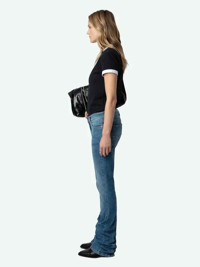 Women Zadig and Voltaire TShirts Walk Diamante Insignia Tshirt Black