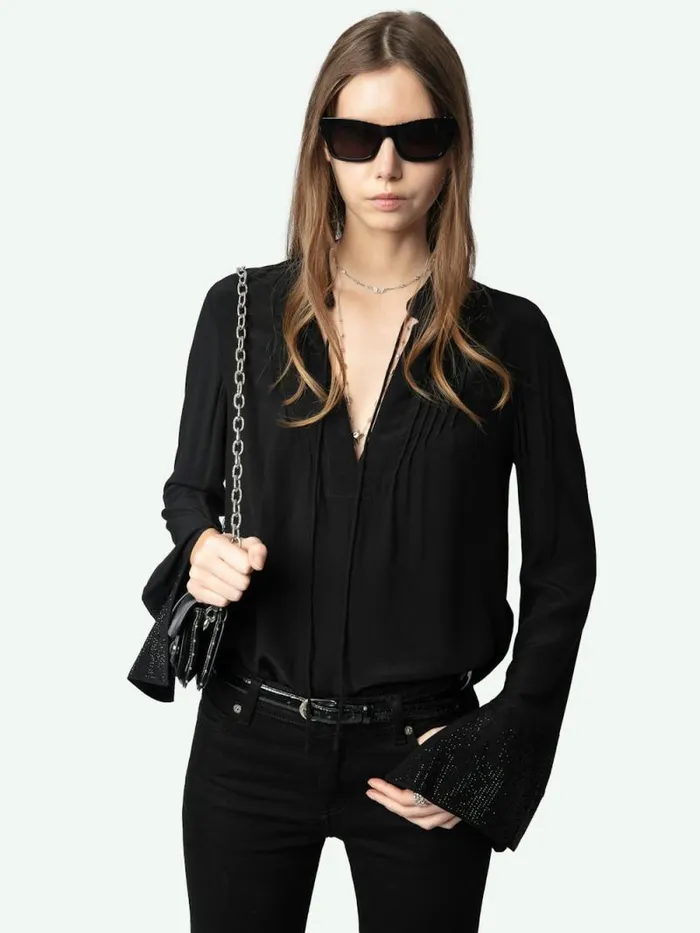 Women Zadig and Voltaire Tops and Shirts Taika Blouse Black Women Zadig and Voltaire Tops and Shirts Taika Blouse Black