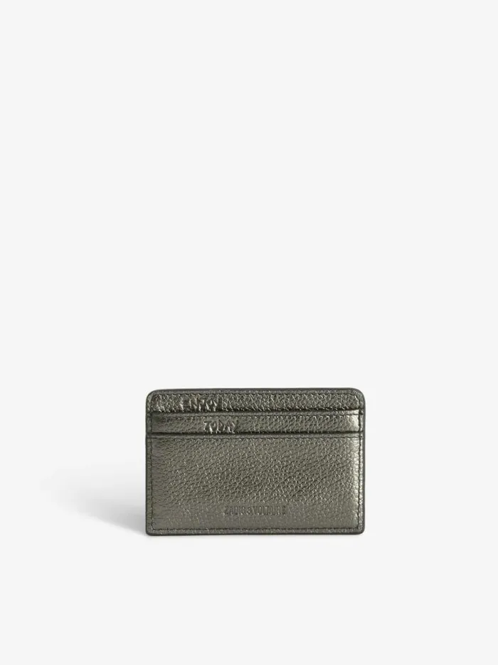 Women Zadig and Voltaire Wallets and Leather Goods ZV Pass Card Holder Gun Women Zadig and Voltaire Wallets and Leather Goods ZV Pass Card Holder Gun