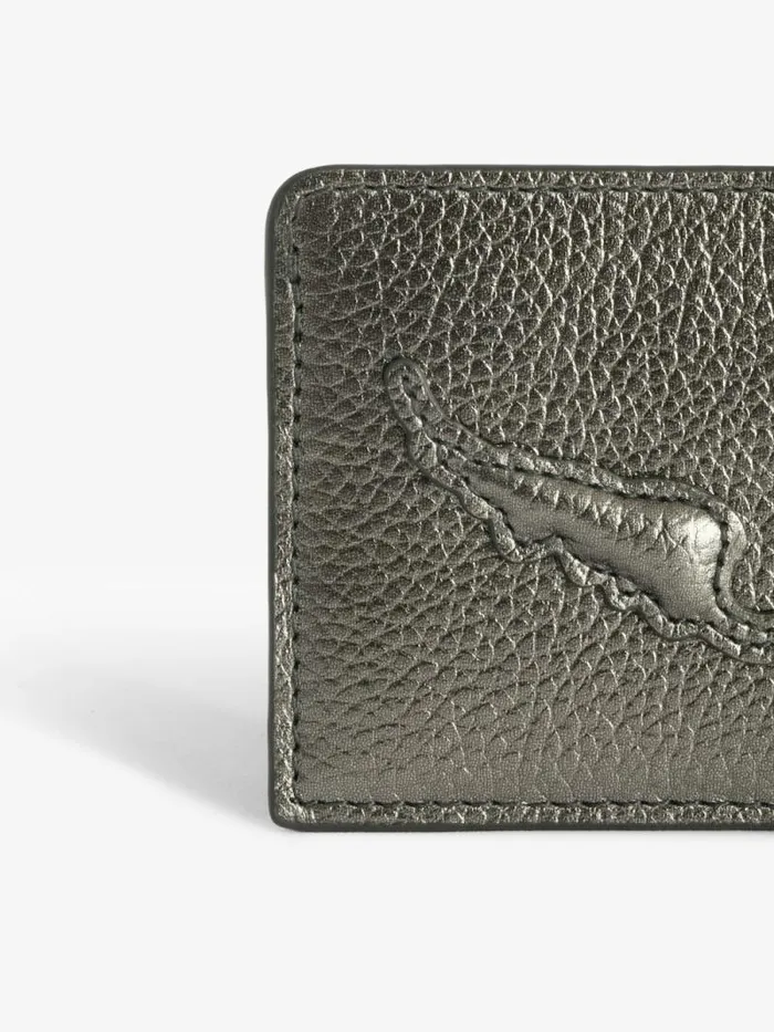 Women Zadig and Voltaire Wallets and Leather Goods ZV Pass Card Holder Gun Women Zadig and Voltaire Wallets and Leather Goods ZV Pass Card Holder Gun