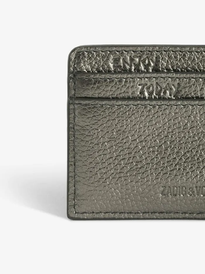 Women Zadig and Voltaire Wallets and Leather Goods ZV Pass Card Holder Gun Women Zadig and Voltaire Wallets and Leather Goods ZV Pass Card Holder Gun