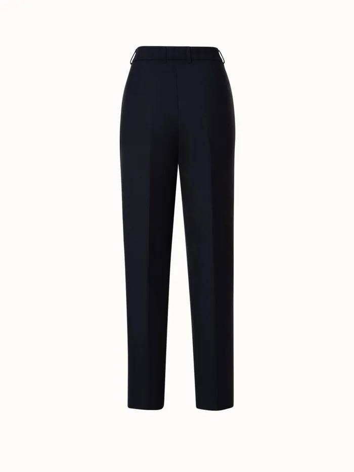 Wool DoubleFace Pleated Tapered Pants Black Women Akris Pants