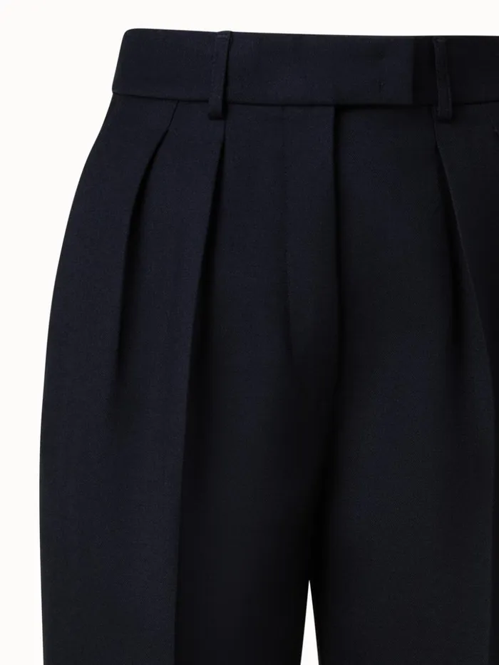 Wool DoubleFace Pleated Tapered Pants Black Women Akris Pants