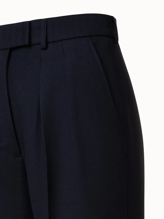 Wool DoubleFace Pleated Tapered Pants Black Women Akris Pants