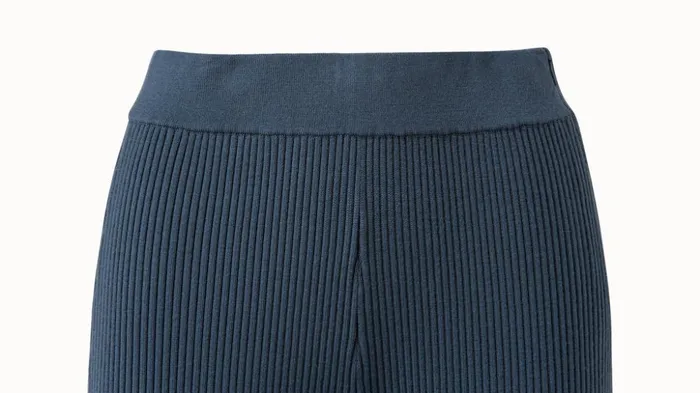 Wool Rib Knit Pant Dark Slate Women Akris Knitwear