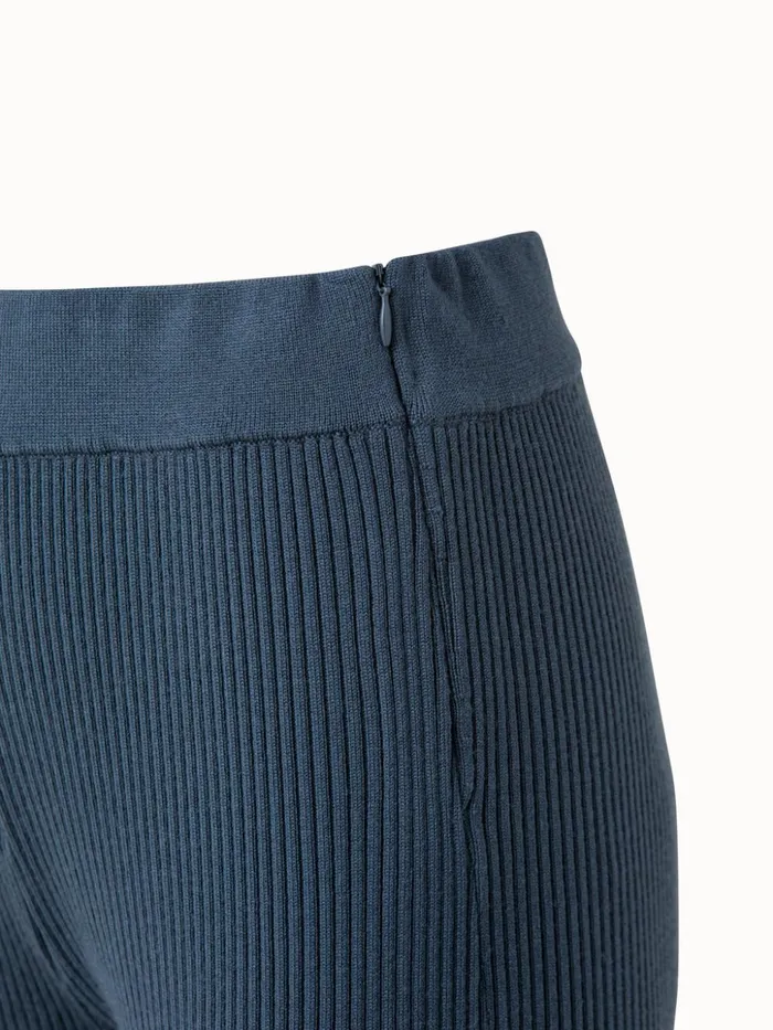 Wool Rib Knit Pant Dark Slate Women Akris Knitwear