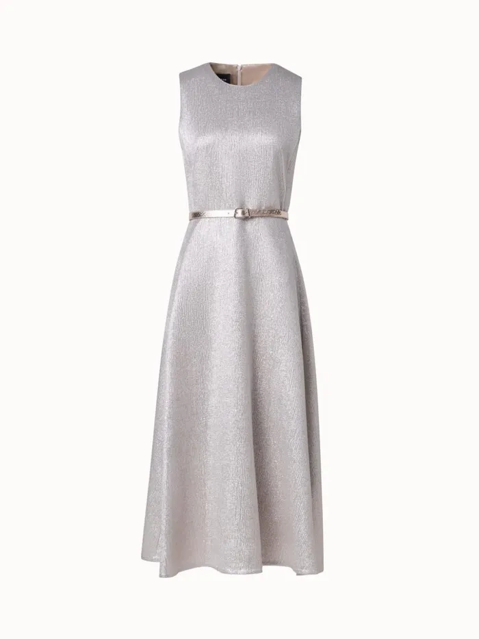 Wool Silk Lurex Midi Dress Greige Women Akris Dresses