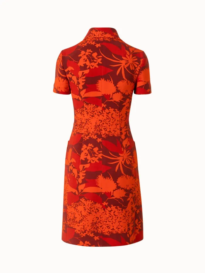 Wool Stretch DoubleFace Dress With Abraham Flower Print Ruby Redpumpkin Women Akris Dresses