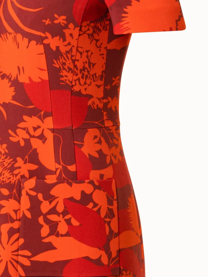 Wool Stretch DoubleFace Dress With Abraham Flower Print Ruby Redpumpkin Women Akris Dresses