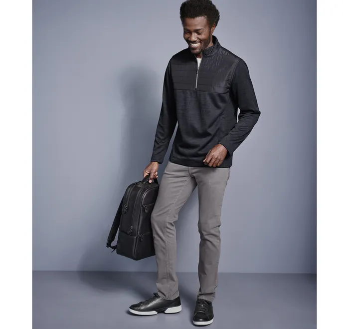 XC4 Quilted QuarterZip Black Sweaters and Knits Johnston and Murphy Men