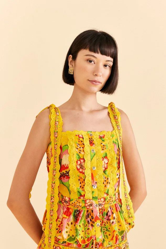 Yellow Fruits Paradise Blouse Women Farm Rio Blouses