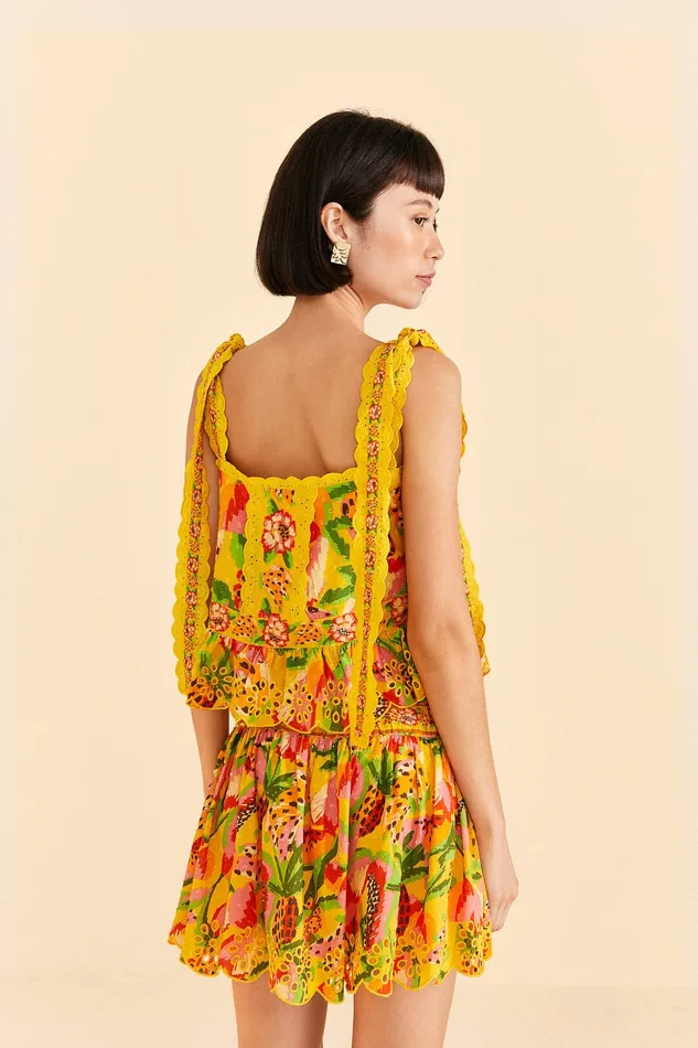 Yellow Fruits Paradise Blouse Women Farm Rio Blouses